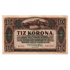 10 Korona Államjegy 1920 VF