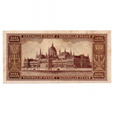 100 Millió Pengő Bankjegy 1946 MÉE felülbélyegzéssel