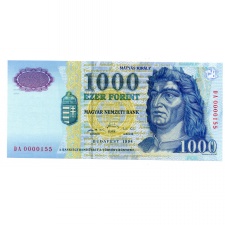 1000 Forint Bankjegy 1998 DA UNC alacsony sorszám 0000155