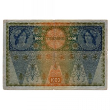 1000 Korona Bankjegy 1902 DEUTSCHÖSTERREICH bélyegzés II.típus