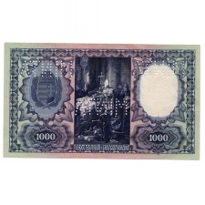 1000 Pengő Bankjegy 1927 MINTA perforációval