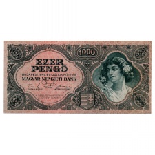 1000 Pengő Bankjegy 1945 F egyenes hármas a sorszámban