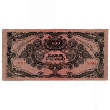 1000 Pengő Bankjegy 1945 VF vagyondézsma bélyeggel