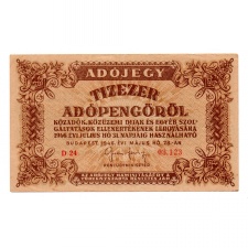 10000 Adópengő 1946 P49 VF alacsony sorszám 03.123