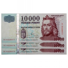 10000 Forint Bankjegy 2012 AC UNC sorszámkövető 3db