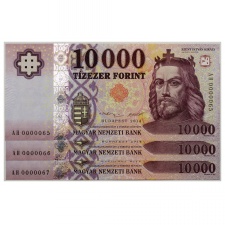 10000 Forint Bankjegy 2014 AH alacsony sorszámkövető 3db