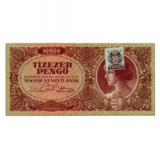 10000 Pengő Bankjegy 1945 VF vagyondézsma bélyeggel