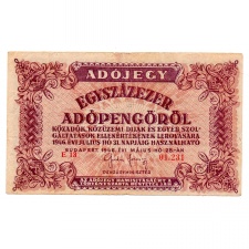 100000 Adópengő 1946 P51 alacsony sorszám 01.231