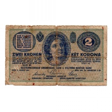 2 Korona Bankjegy 1914 vastag C sorozat G-VG