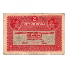 2 Korona Bankjegy 1917 Deutschösterreich bélyegzéssel F