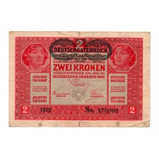 2 Korona Bankjegy 1917 Deutschösterreich bélyegzéssel F