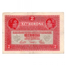 2 Korona Bankjegy 1917 Deutschösterreich felülbélyegzéssel F