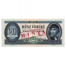 20 Forint Bankjegy 1975 MINTA lyukasztás és bélyegzés C000