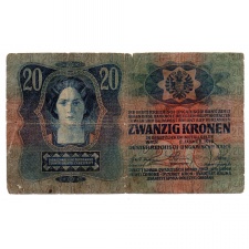 20 Korona Bankjegy 1913 I. kiadás G-VG