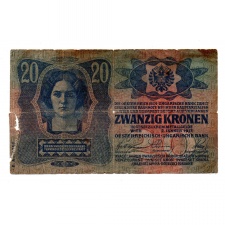 20 Korona Bankjegy 1913 II. kiadás Magyarország bélyegzéssel G