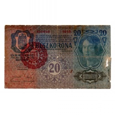 20 Korona Bankjegy 1913 II. kiadás Magyarország bélyegzéssel G