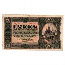 20 Korona Államjegy 1920 sorszámban pont F