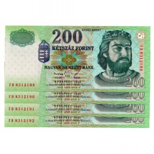 200 Forint Bankjegy 1998 FD UNC sorszámkövető 4db