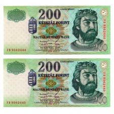 200 Forint Bankjegy 1998 FD UNC sorszámkövető pár