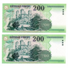 200 Forint Bankjegy 1998 FD UNC sorszámkövető pár