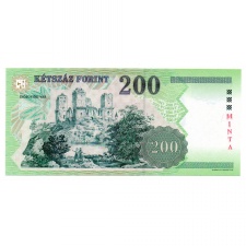 200 Forint Bankjegy 1998 MINTA alacsony sorszám 0000190