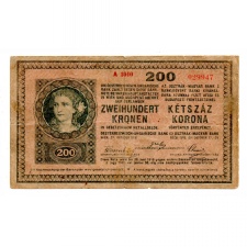 200 Korona Bankjegy 1918 sima hátlap 2000 feletti sorozat F