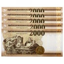 2000 Forint Bankjegy 2016 CB,CC,CD,CE,CF azonos alacsony sorszám