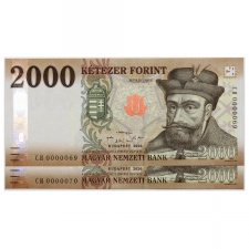 2000 Forint Bankjegy 2020 CH UNC alacsony sorszámkövető pár