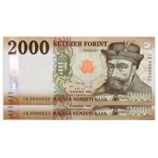 2000 Forint Bankjegy 2020 CK UNC nagyon alacsony sorkövető pár