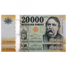 20000 Forint Bankjegy 2016 GL UNC forgalmi sorszámkövető pár