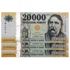 20000 Forint Bankjegy 2020 MINTA nagyon alacsony sorkövető 3db