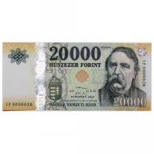 20000 Forint Bankjegy 2022 IP UNC nagyon alacsony szám 0000030