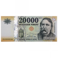 20000 Forint Bankjegy 2022 IR UNC nagyon alacsony szám 0000038