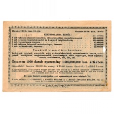 20000 Korona Árvaházi Sorsjegy E sorozat 1925