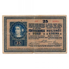 25 Korona Bankjegy 1918 sorozatszámban talpas 1 VG