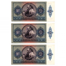 20 Pengő Bankjegy 1941 UNC 3 db sorszámkövető