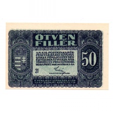 50 Fillér Postatakarékpénztárjegy 1920 UNC