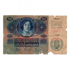 50 Korona Bankjegy 1914 Deutschörsterreich felülbélyegzéssel P