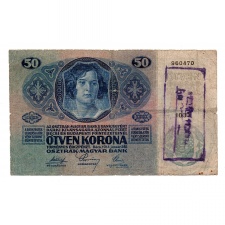 50 Korona Bankjegy 1914 bélyegzéssel B