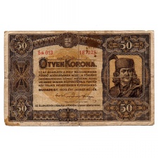 50 Korona Államjegy 1920 VG-F