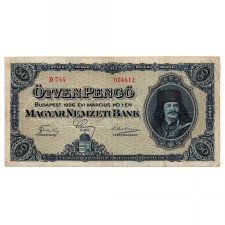 50 Pengő Bankjegy 1926 VF alacsony sorszámmal 