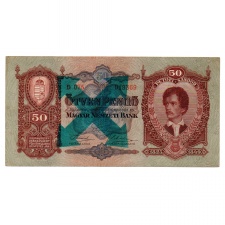 50 Pengő Bankjegy 1932 hamis nyilaskereszt felülbélyegzés
