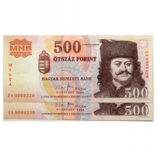 500 Forint Bankjegy 2008 EA MINTA sorszámkövető pár