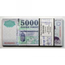 5000 Forint Bankjegy 1999 BD UNC EXTRÉM sorszámú köteg