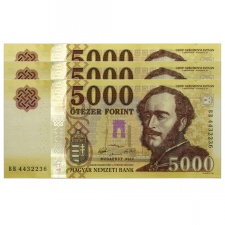 5000 Forint Bankjegy 2017 BB UNC forgalmi sorszámkövető 3 db