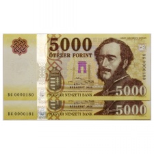 5000 Forint Bankjegy 2020 BG UNC alacsony sorszámkövető pár