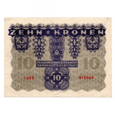 Ausztria 10 Korona Bankjegy 1922 P75 aEF