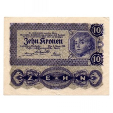 Ausztria 10 Korona Bankjegy 1922 P75 aEF