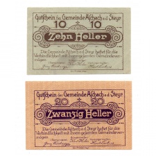 Ausztria Notgeld Aschach a.d. Steyr 10-20 Heller 1920