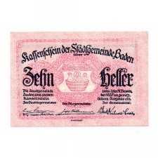 Ausztria Notgeld Baden 10 Heller 1920